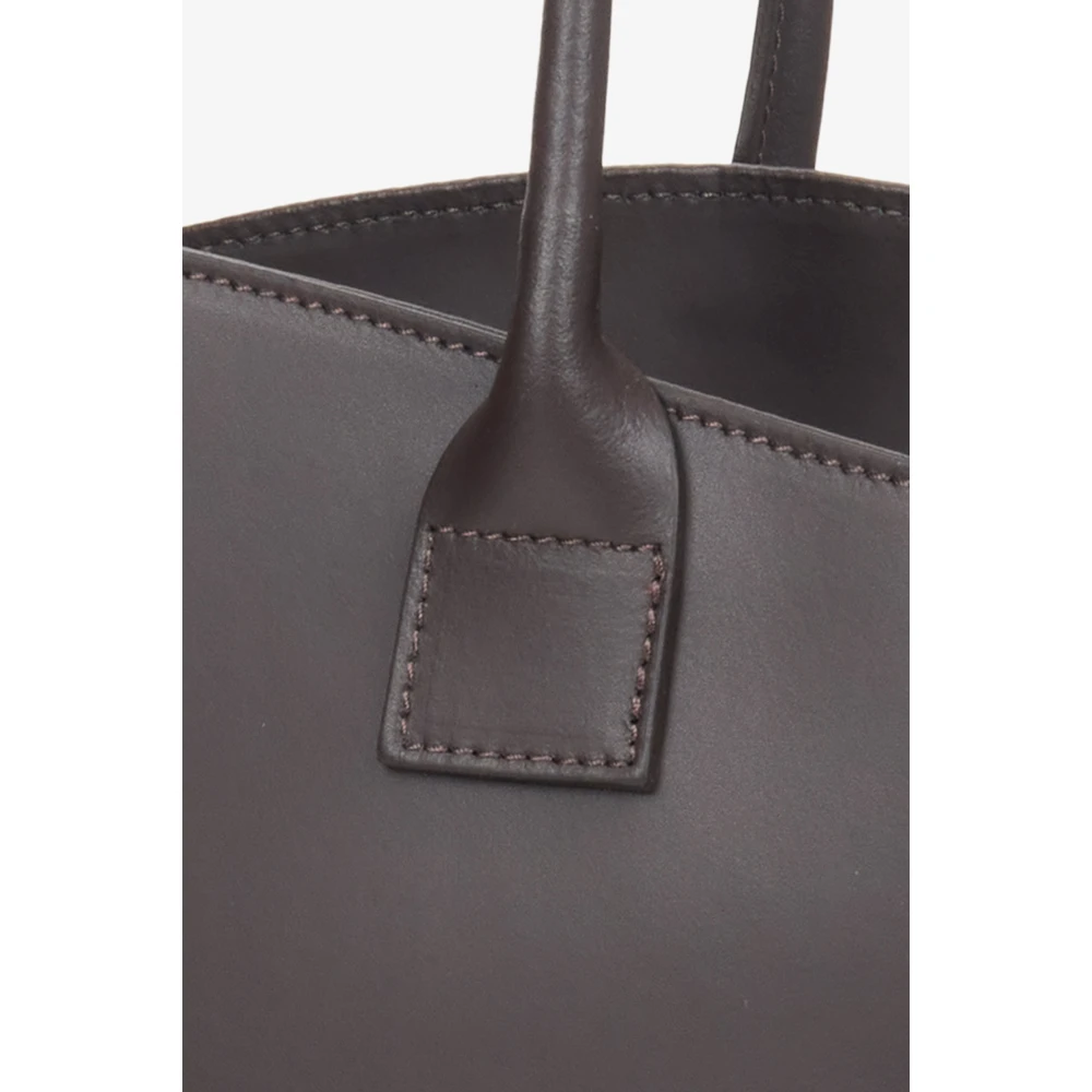 Estro Dames Donkerbruine Premium Italiaans Leren Shopper Tas Brown Dames