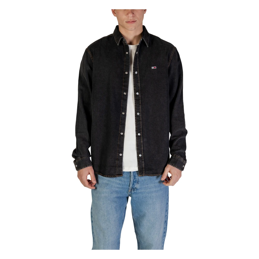 Tommy Jeans Zwarte Effen Overhemd Met Lange Mouwen Black Dames