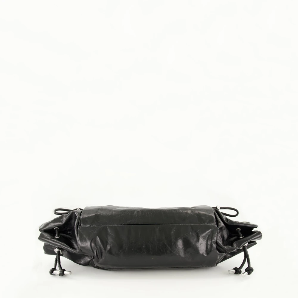 Diesel Zwarte leren Scrunch-D tas Black Dames