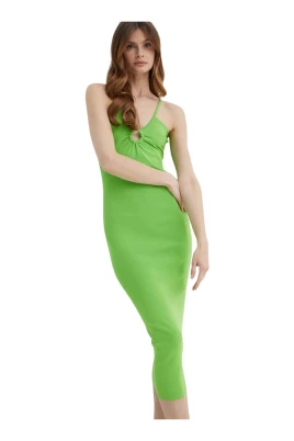 Stretch Knit Cutout Midi Dress