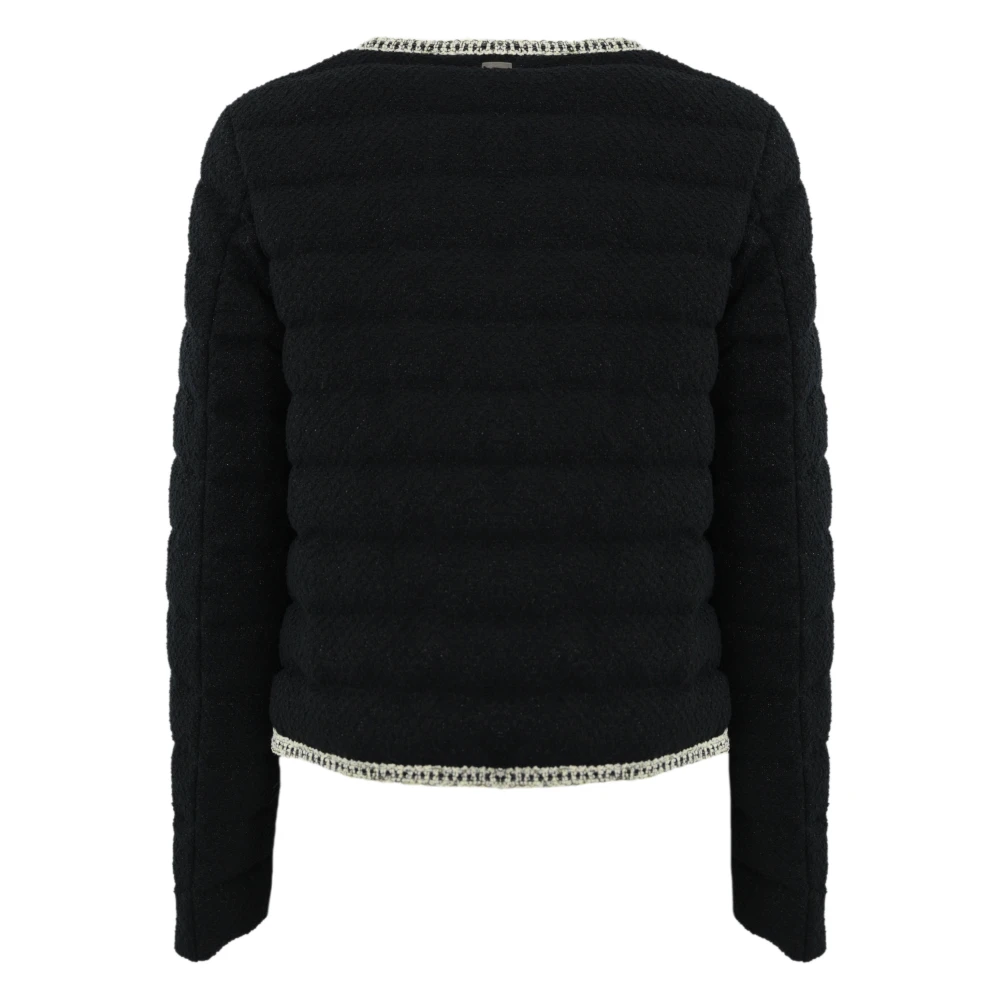 Herno Zwarte Lurex Lange Mouw Gewatteerde Jas Black Dames