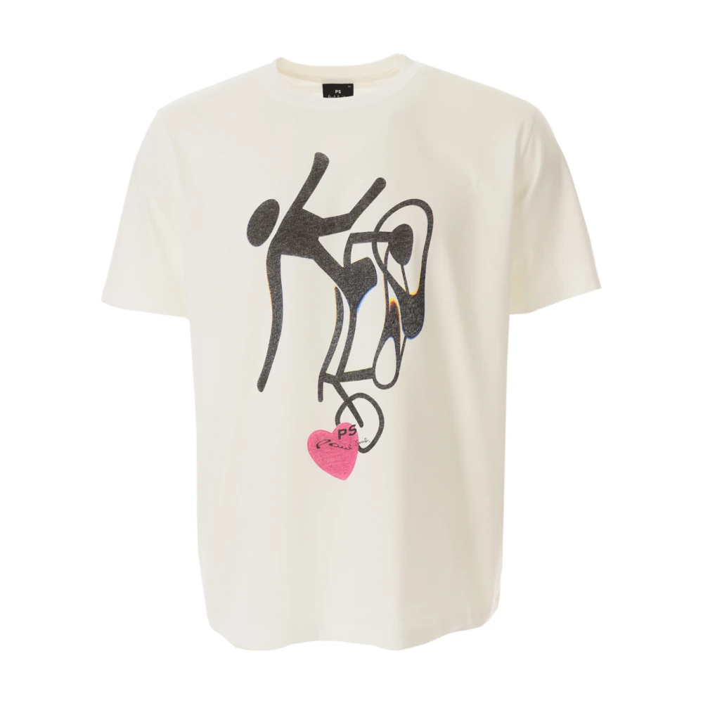 PS By Paul Smith Heart Cycle T-shirt in wit Beige Heren