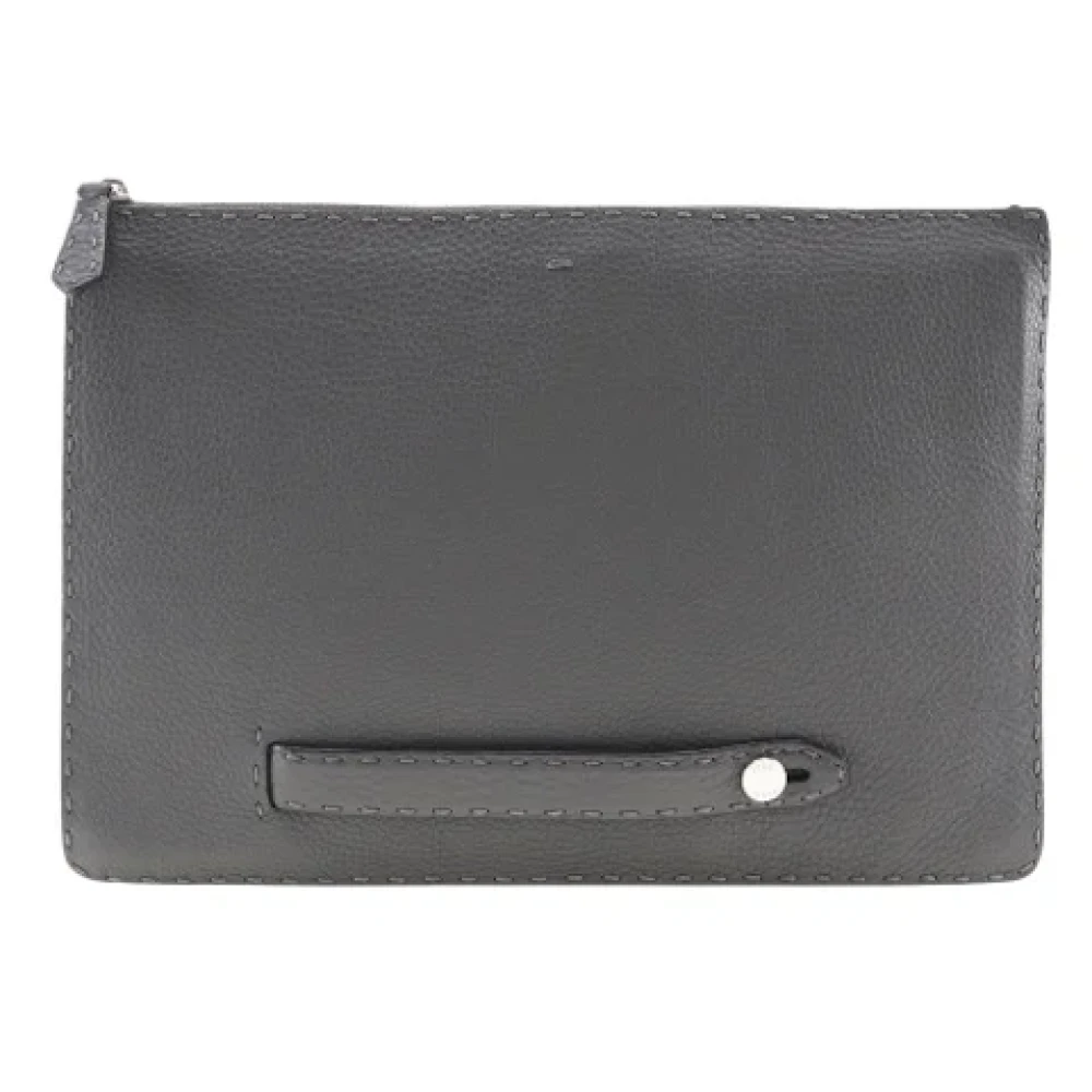 Fendi Vintage Pre-owned Leather clutches Gray Dames