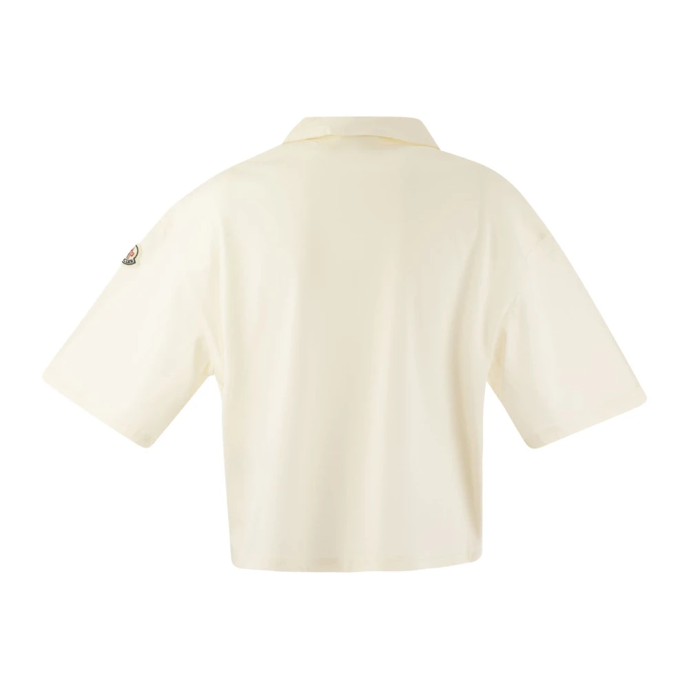 Moncler Oversized Polo Shirt Jersey Poplin Beige Heren