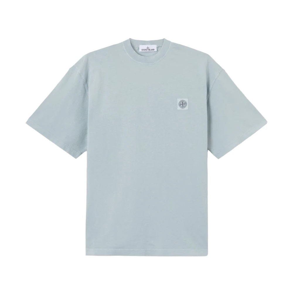 Stone Island Gray T-Shirts, Male, Xl, Patch Logo T-Shirt