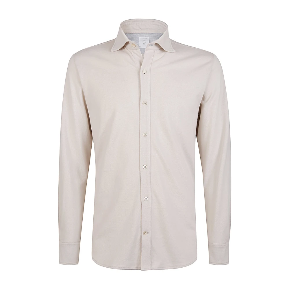 Eleventy Dandy Kraag Katoen Piqué Shirt Beige Heren