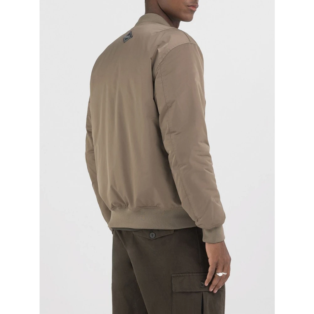 Replay Beige Satijnen Ribgebreid Jasje met Rits Brown Heren