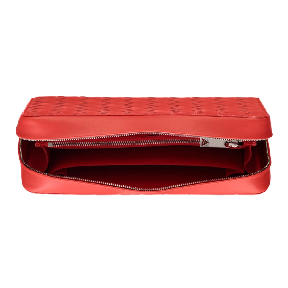 Bottega Veneta Geweven leren ritsportemonnee Red Heren