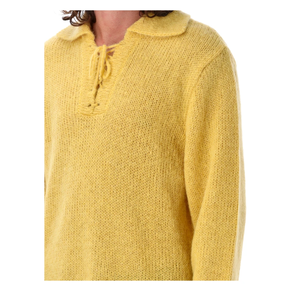 Bode Gele Gebreide Trui Alpine Pullover Yellow Heren
