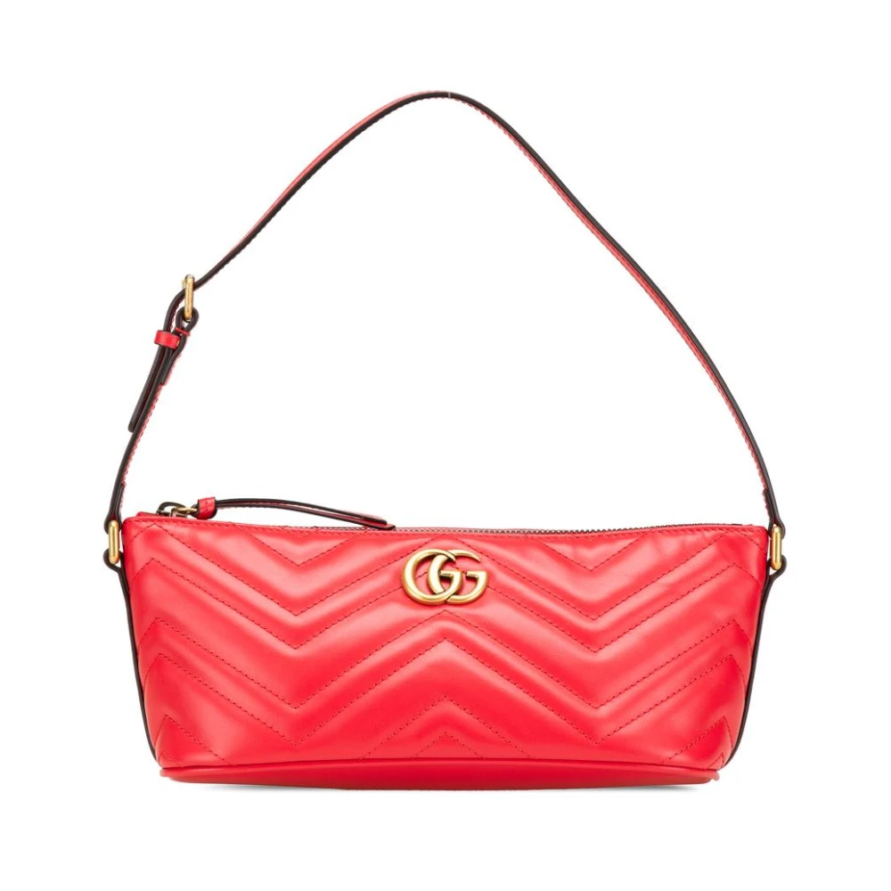 Gucci Vintage Women's Red Pre-Owned Gg Marmont Shoulder Bag Quilted