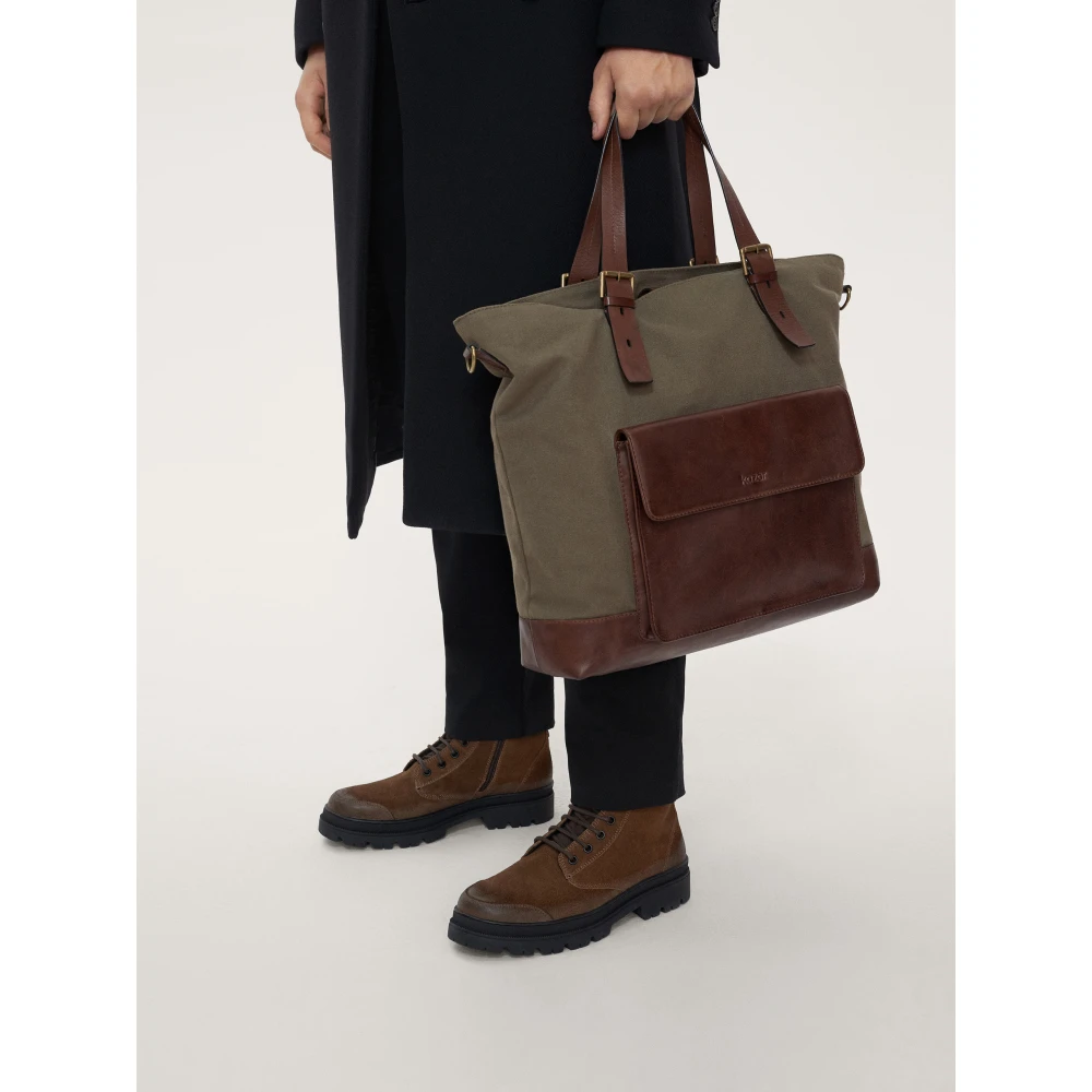 Kazar Praktische stoffen tas voor mannen in taupe kleur Beige Heren