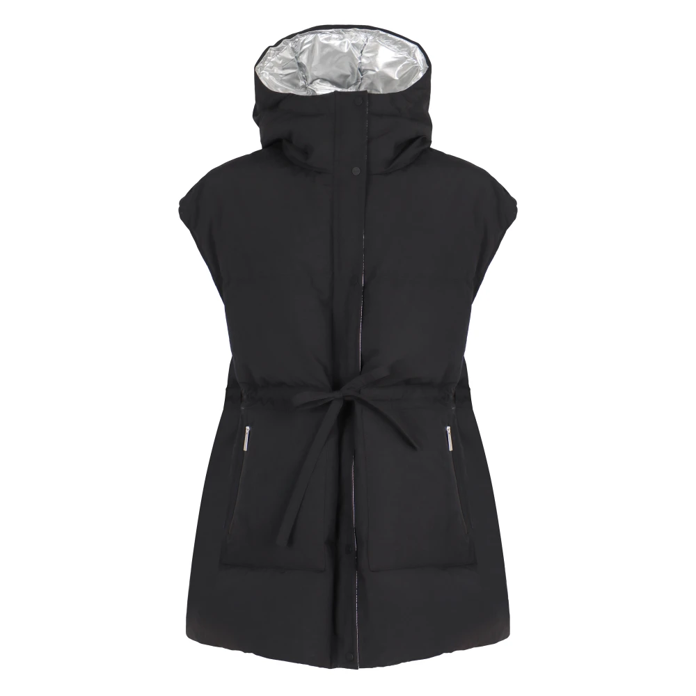 Herno Women's Black Sleeveless Down Jacket With Hood