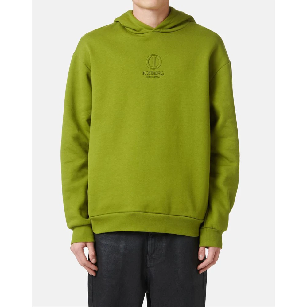 Iceberg Hoodie met monogramlogo Green Heren