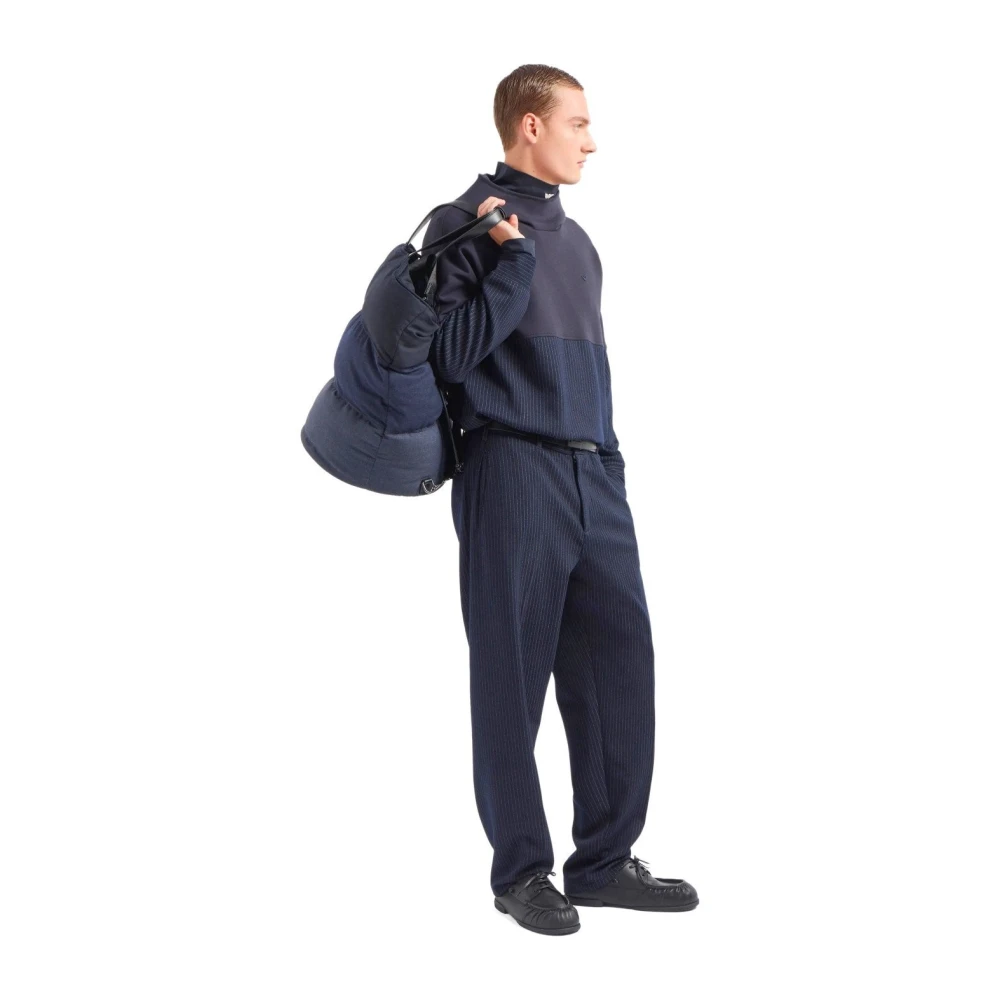 Emporio Armani Donkerblauwe Gestreepte Broek Blue Heren