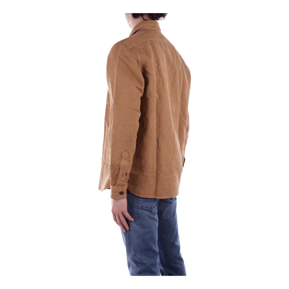 Fay Linnen Knoopshirt Brown Heren