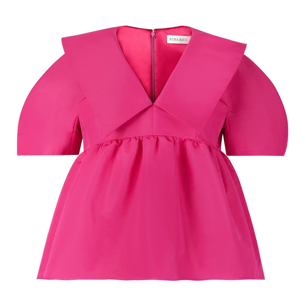 Nina Ricci Roze Taffeta Babydoll Top Pink Dames