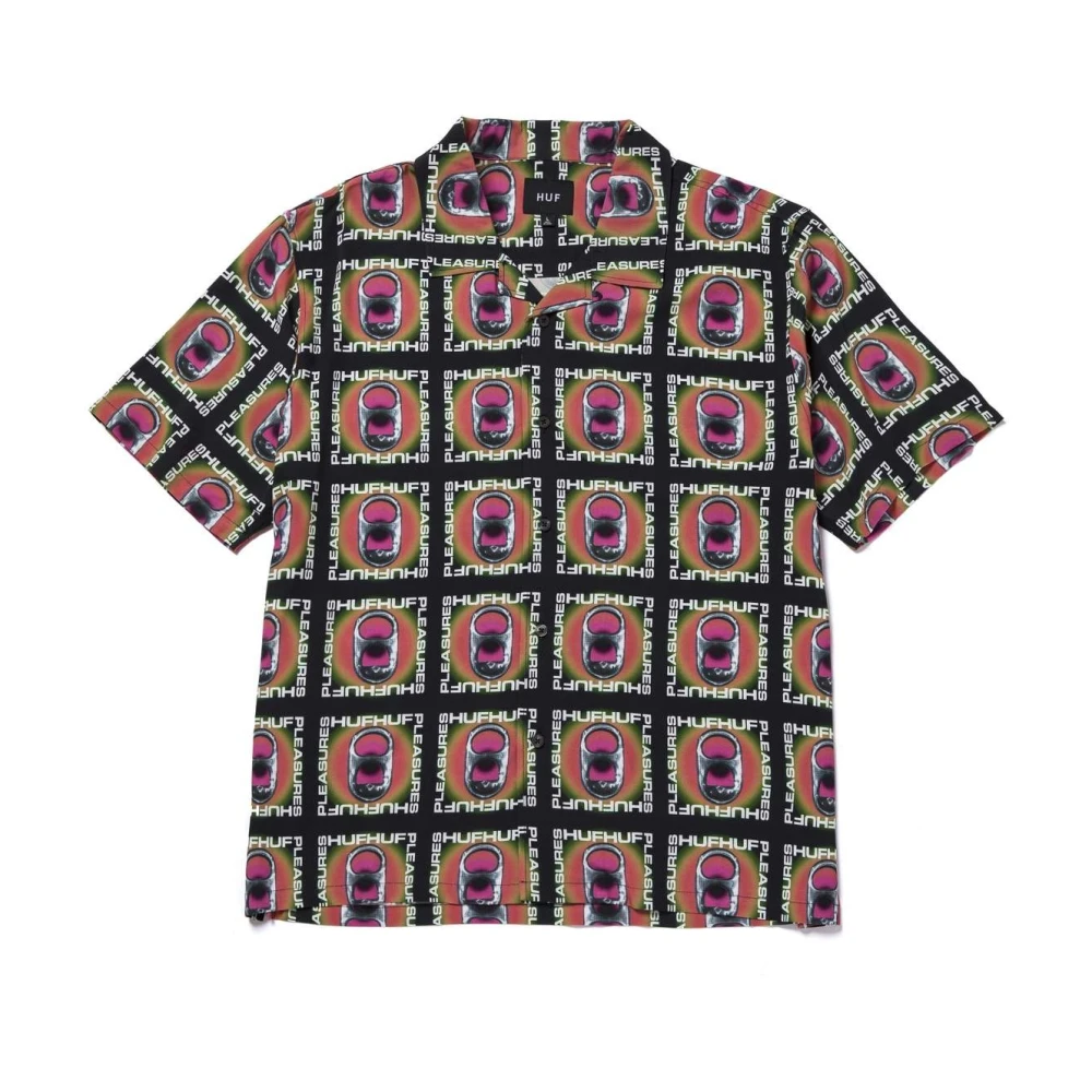 HUF Zwarte Pop Top Rayon Geweven Shirt Multicolor Heren