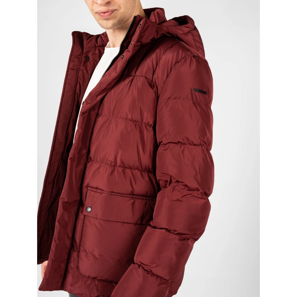 Geox Gewatteerde jas met capuchon Red Heren