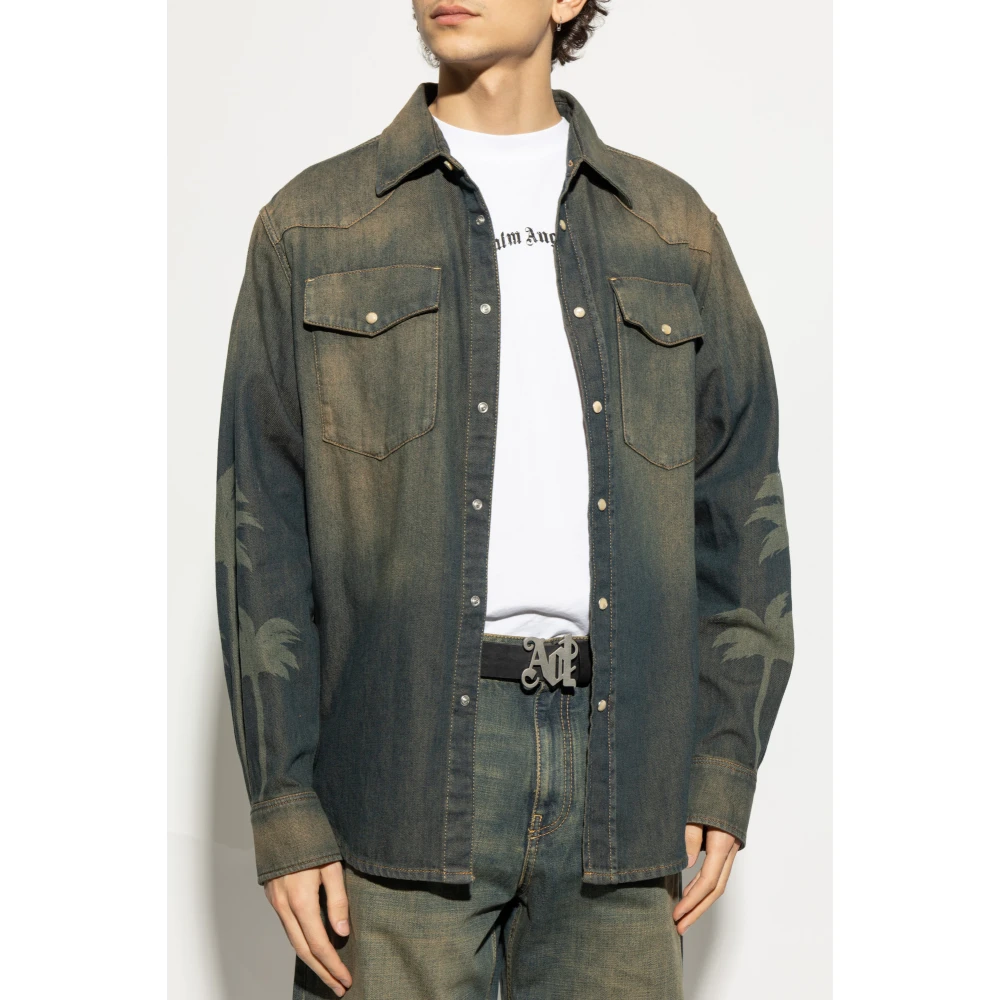 Palm Angels Denim overhemd Blue Heren