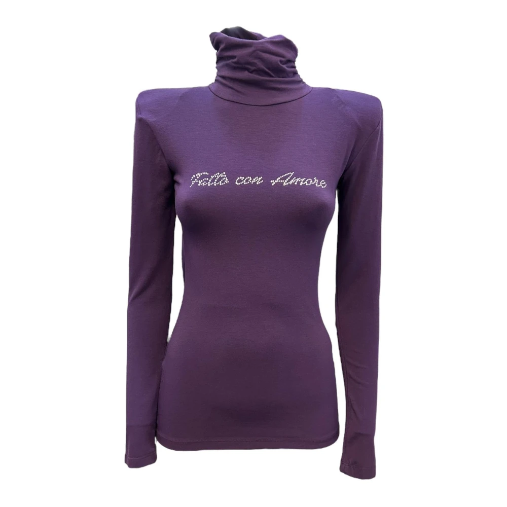 Giulia N Couture Women's Purple Turtlenecks, Xs, Turtleneck Jumper