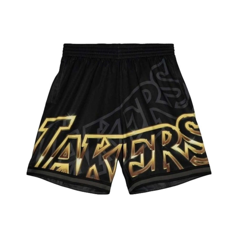 Mitchell & Ness Zwarte Lakers Big Face Shorts Black Heren