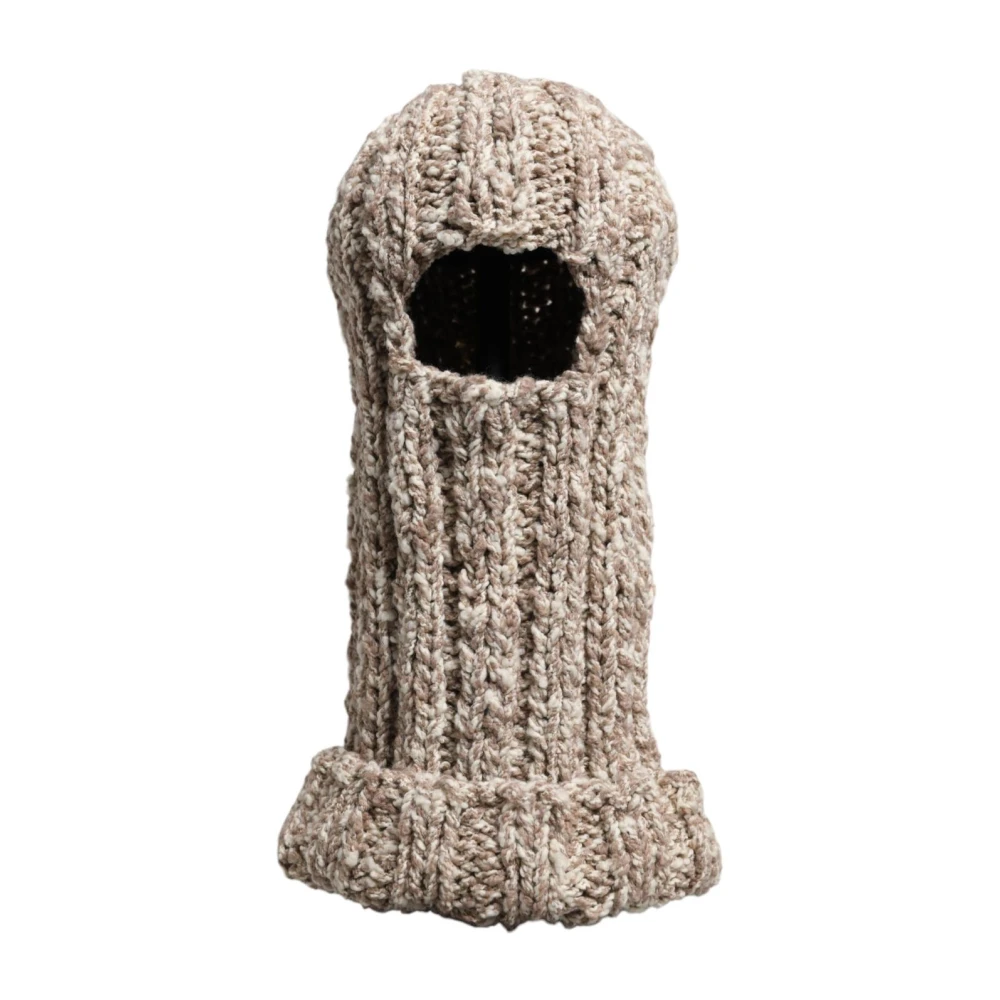Dolce & Gabbana Men's Beige Accessories, One Size, Luxury Knitted Balaclava Winter Hat