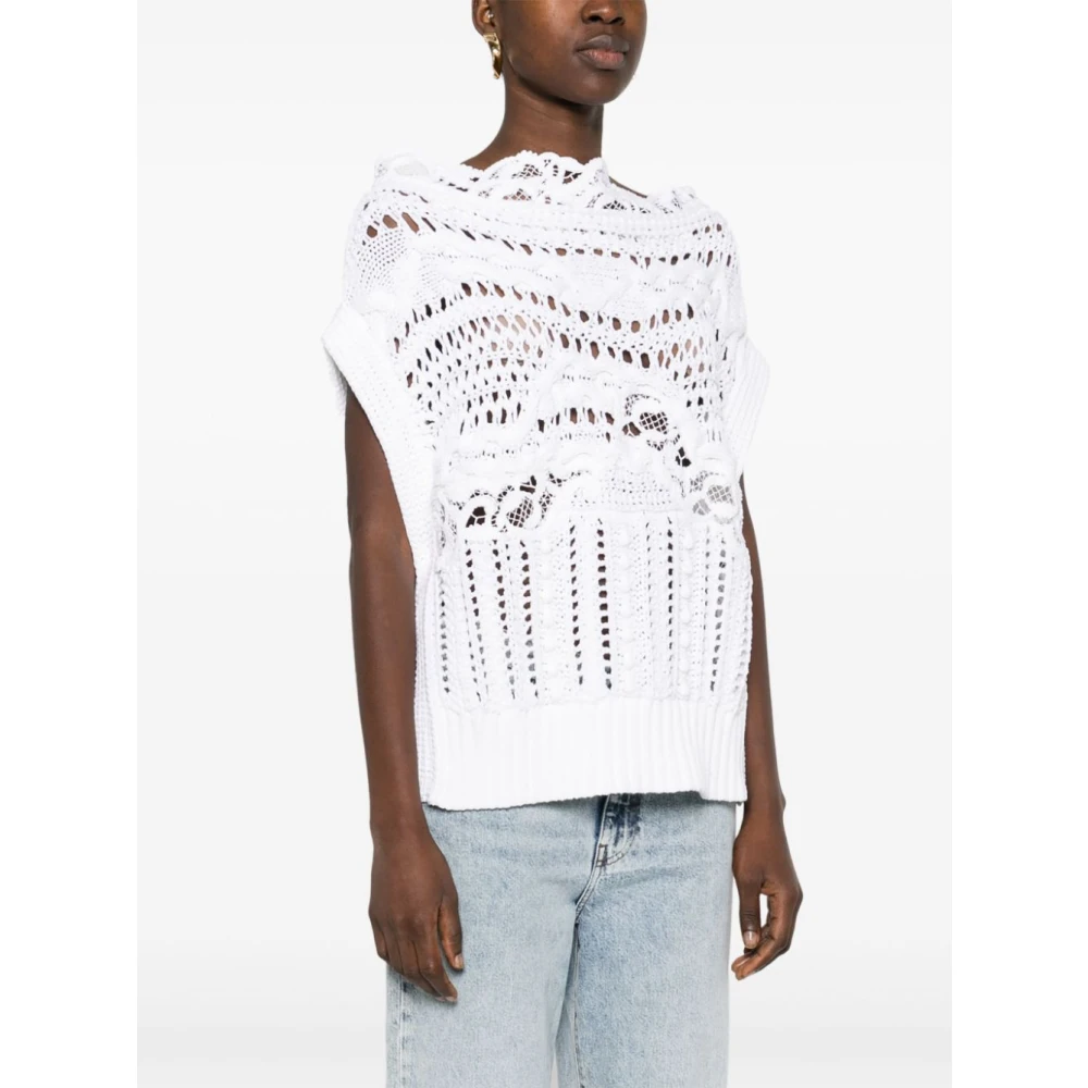 Ermanno Scervino Gehaakte Gebreide Witte Trui Ss25 White Dames