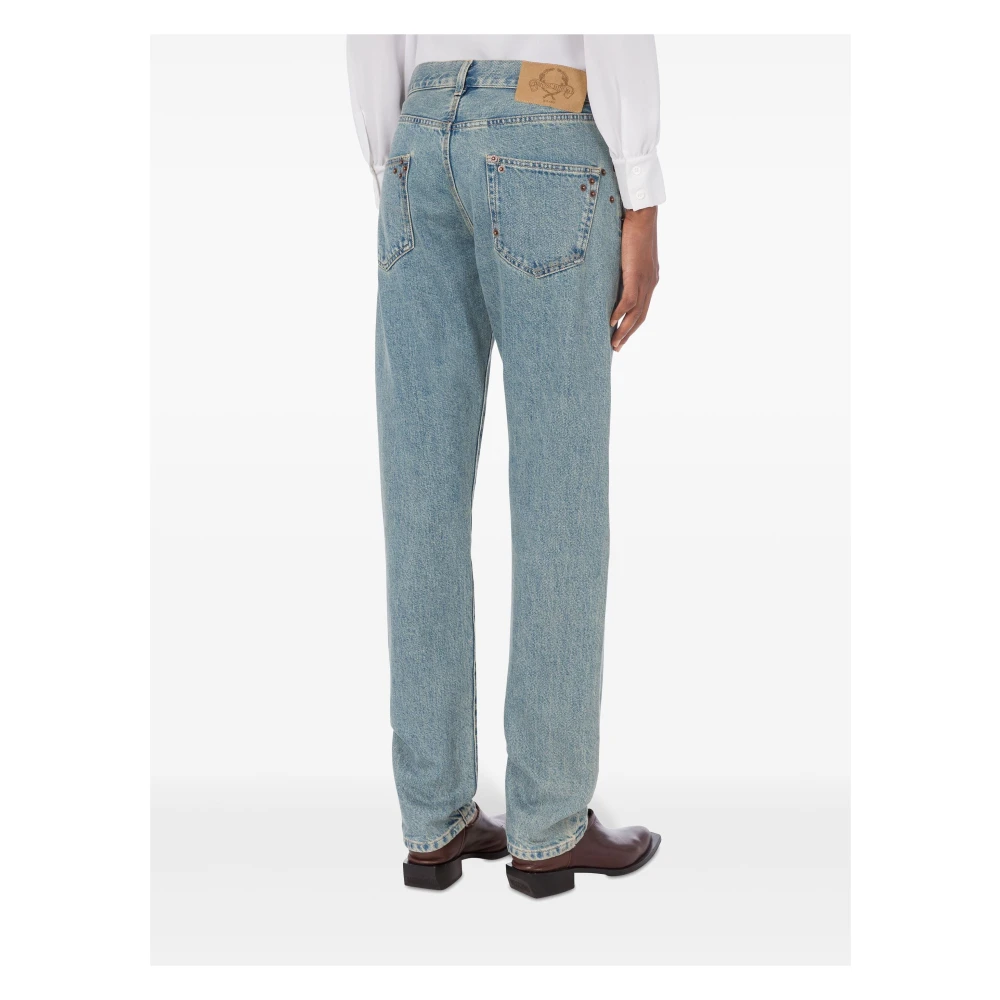 Moschino Luxe Straight-Leg Jeans Blue Dames