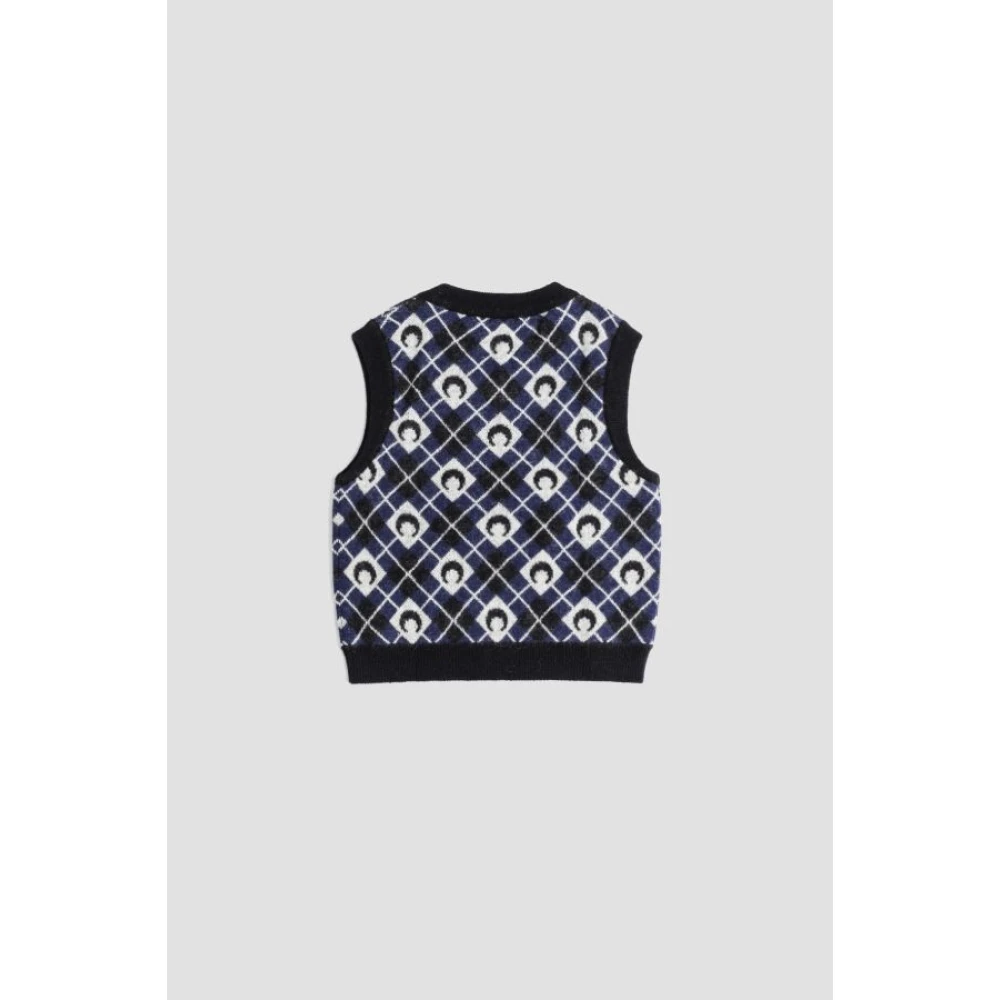 Marine Serre Maanprint Mouwloze Gebreide Top Blue Heren