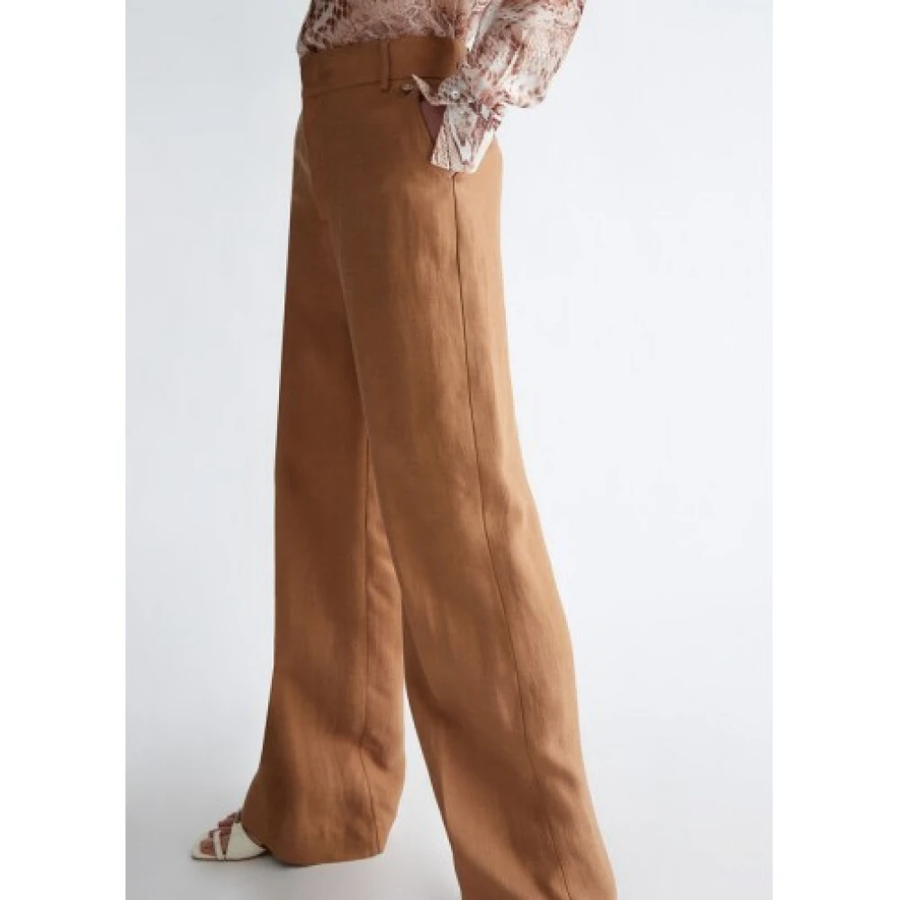Liu Jo Palazzo Linnen Broek Brown Dames