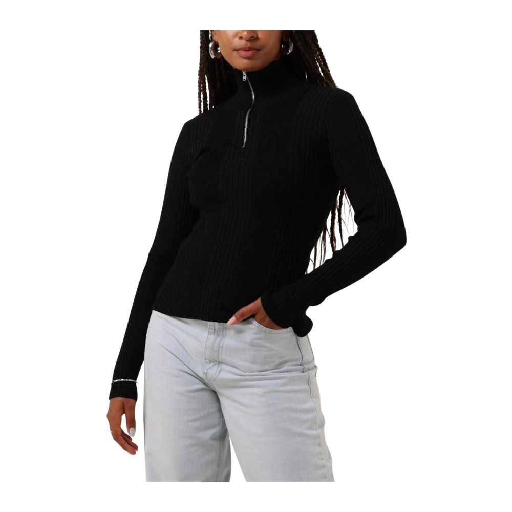 Modström Zip T-neck Top Black Dames