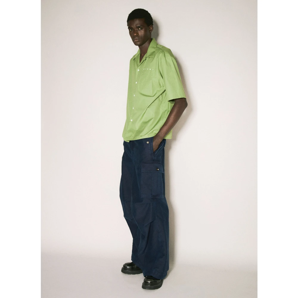 Marni Cargo Broek Zware Weving Italië Blue Heren