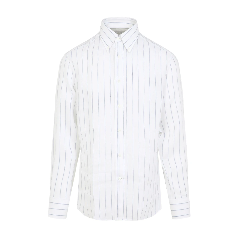 BRUNELLO CUCINELLI Wit Linnen Overhemd Elegante Stijl White Heren