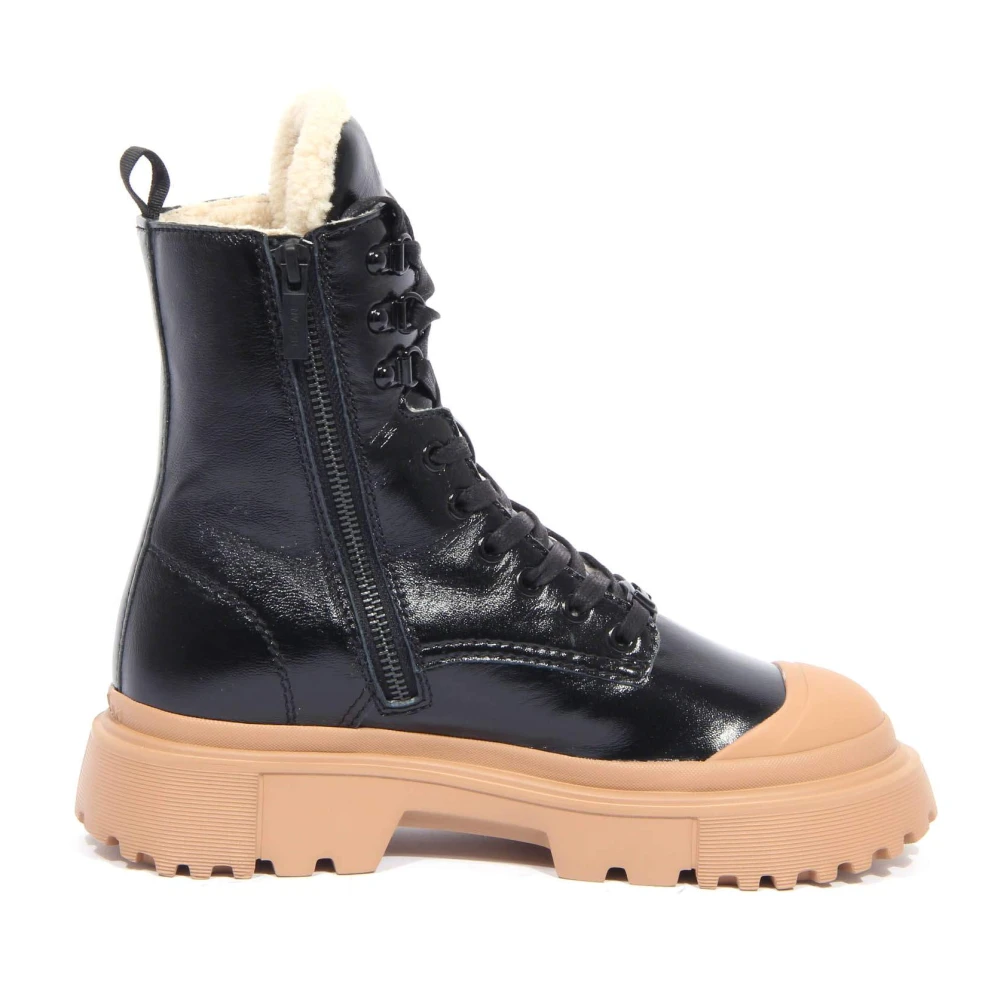 Hogan, Skor, Dam, 38 1/2 EU, Fuskpäls, Eco-Päls Ankelboots med Gummispets
