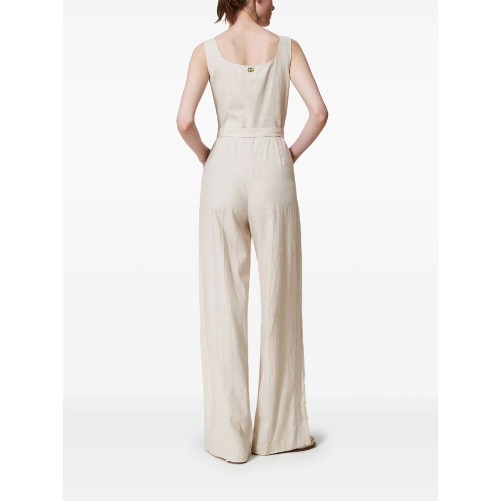 Twinset Witte Jumpsuit met Riem in de Taille White Dames