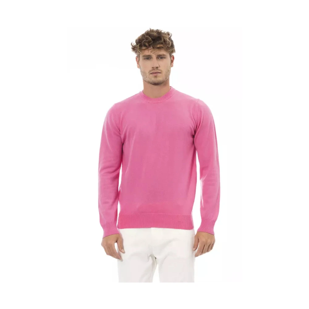 Alpha Studio Roze Crewneck Sweater Pink Heren