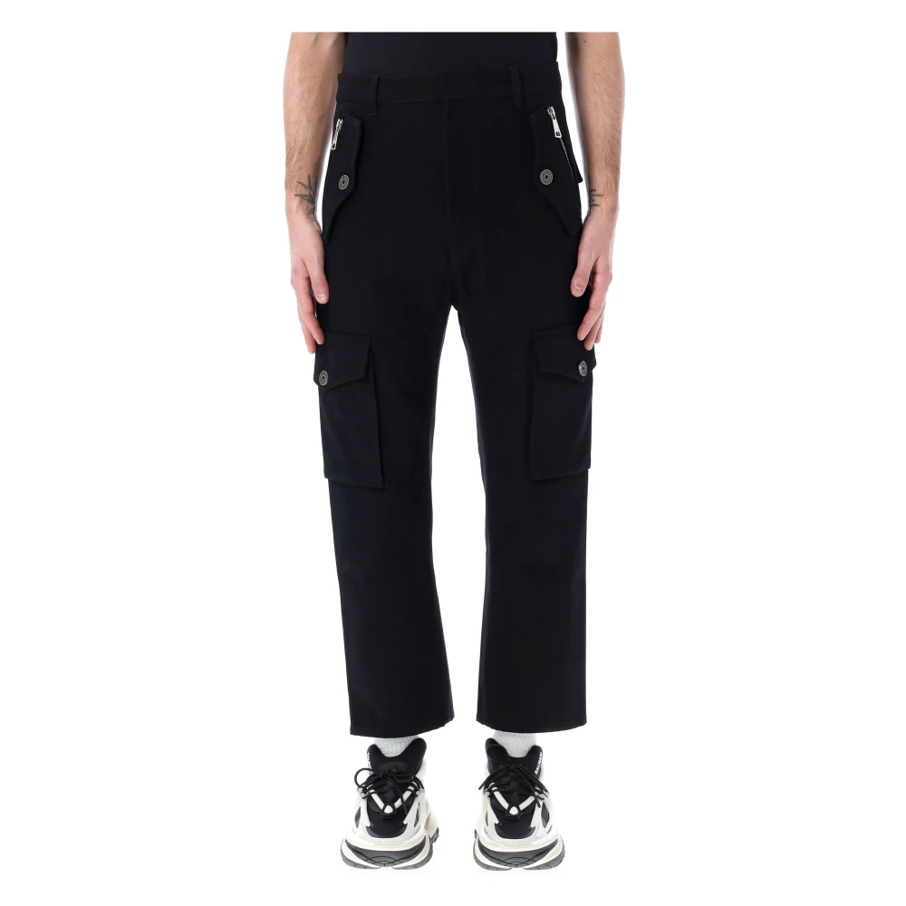 Balmain Black Tapered Cargo Trousers - Male - Cropped Trousers - S - Trousers
