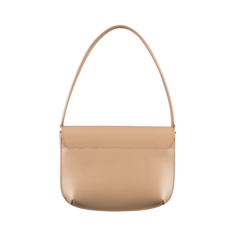 A.p.c. Bruine leren schoudertas met drukknoopsluiting Brown Dames
