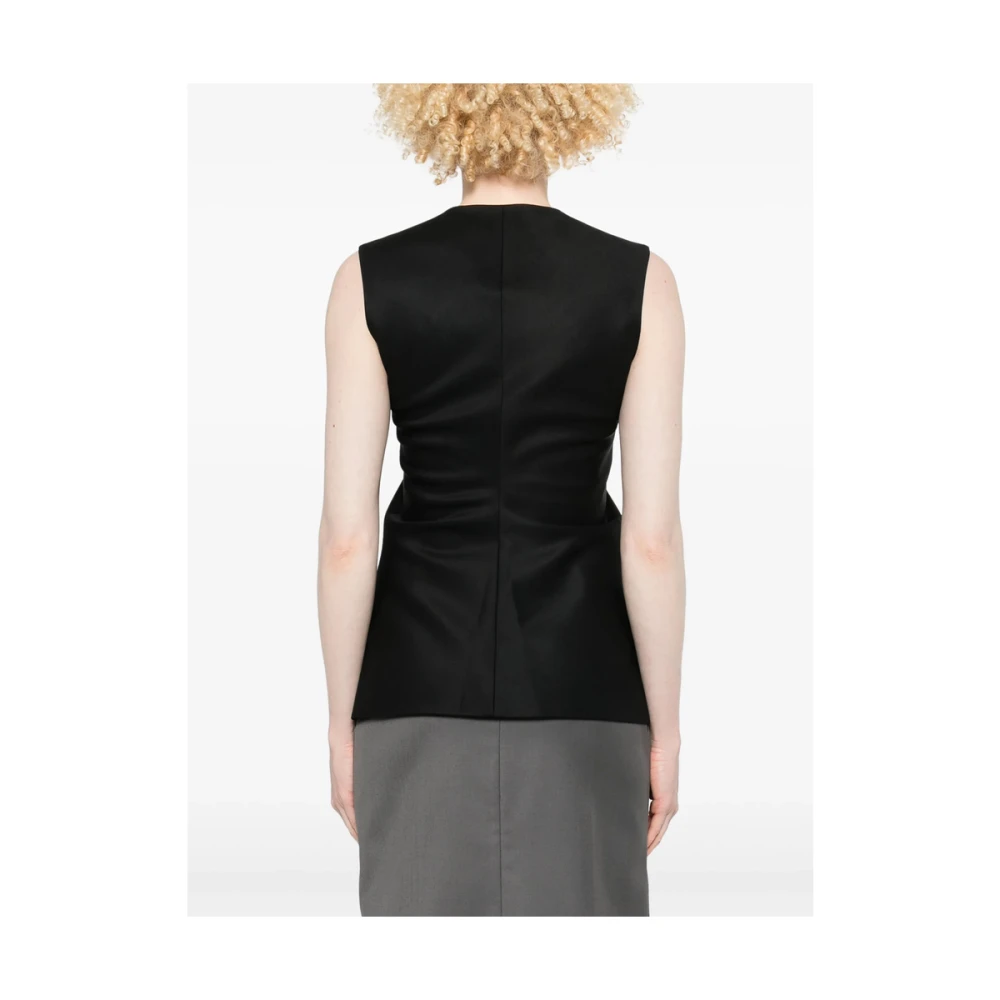 LOW Classic Zwarte Mouwloze Vest met V-hals Black Dames