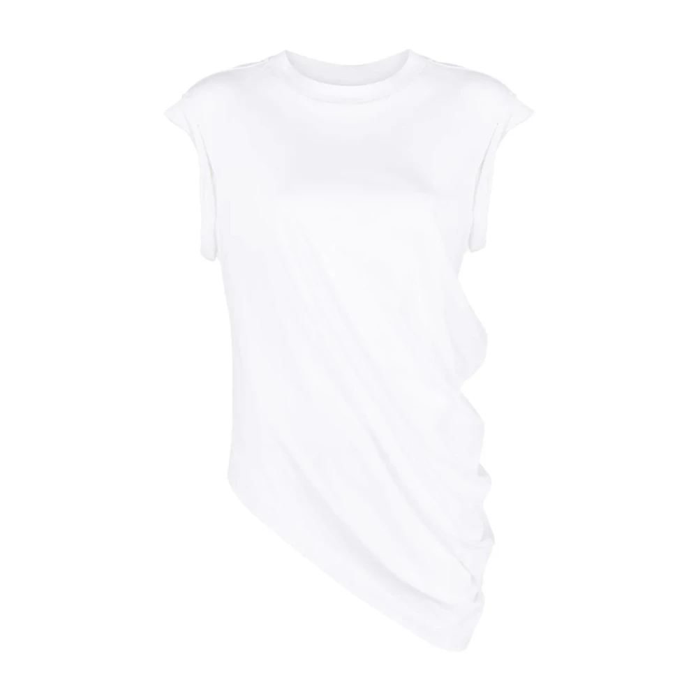 Alexander mcqueen Asymmetrisch katoenen T-shirt met gedrapeerd ontwerp White Dames