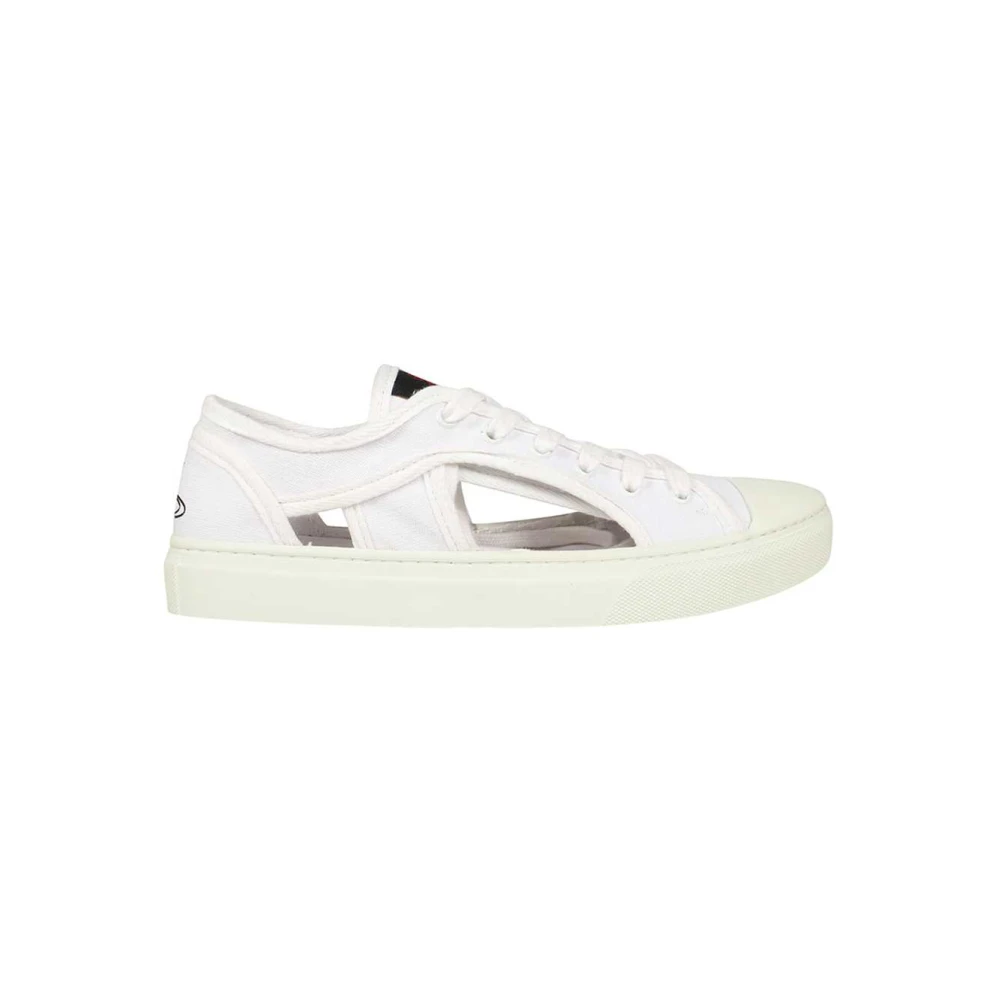 Vivienne Westwood Katoenen Canvas Sneakers Ronde Neus Rubber Heren Schoenen Wit
