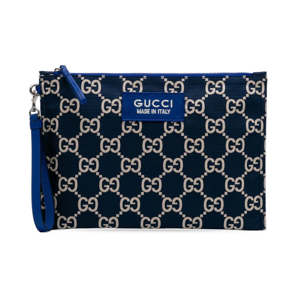 Gucci Vintage Women's Blue Pre-Owned Gg Canvas Ripstop Pouch
