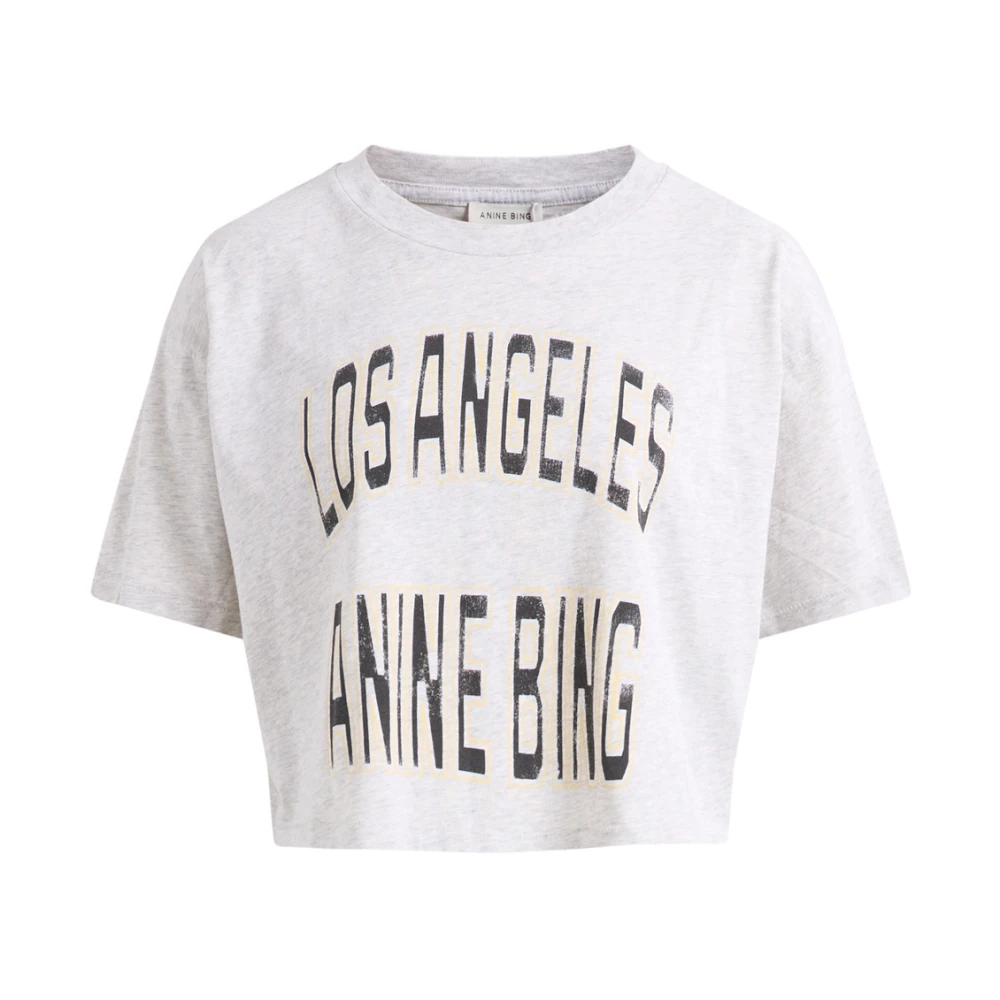 Anine Bing Women's Gray T-Shirts, S, Jhonny Cropped Tee