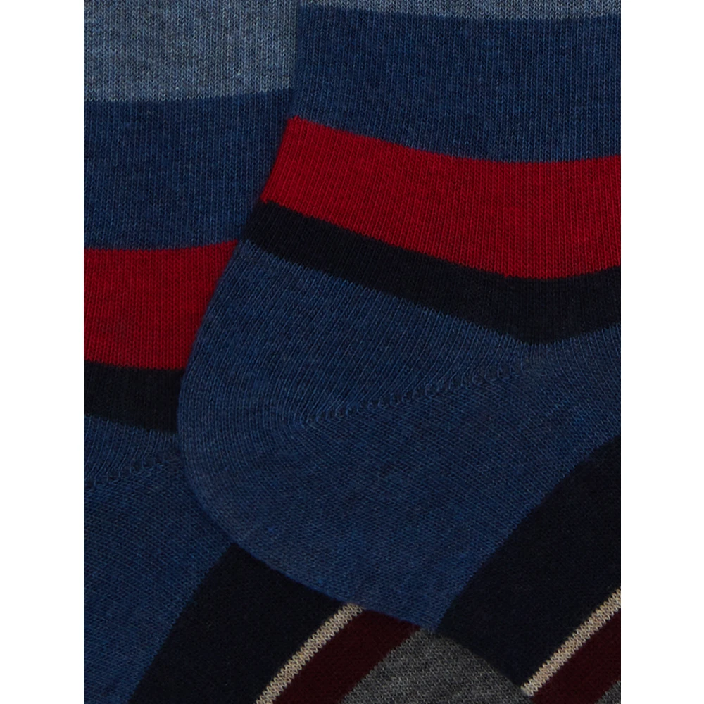 Gallo Korte blauwe katoenen sokken voor dames met veelkleurige strepen Multicolor Dames