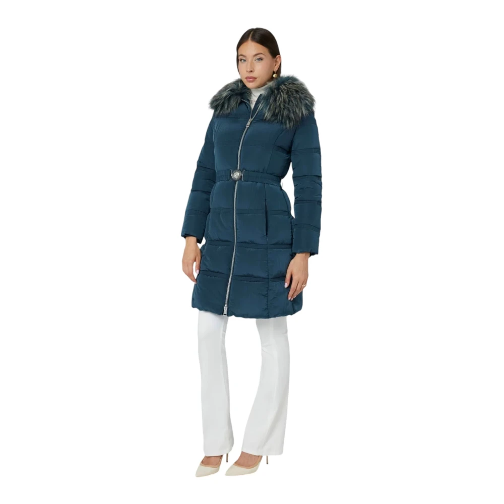 Guess Lange Puffer Jas Blue Dames