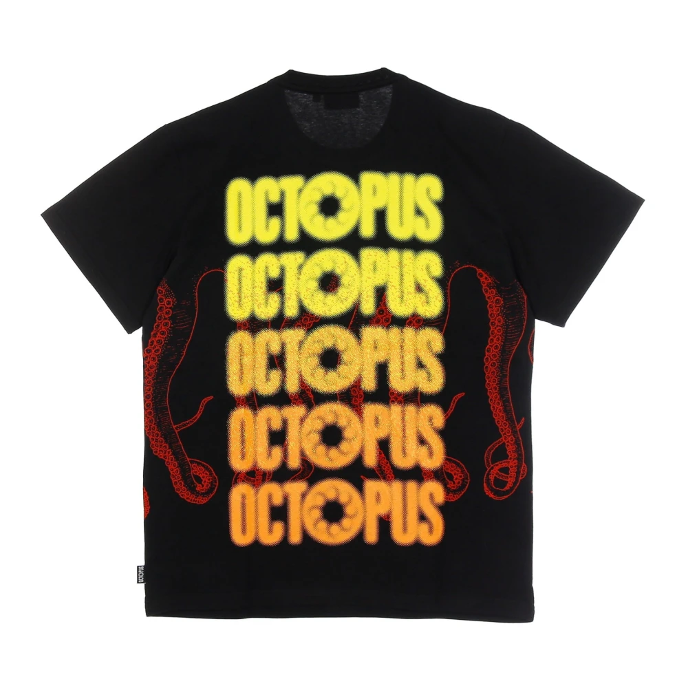 Octopus Zwarte Tee met Logo Print Black Heren