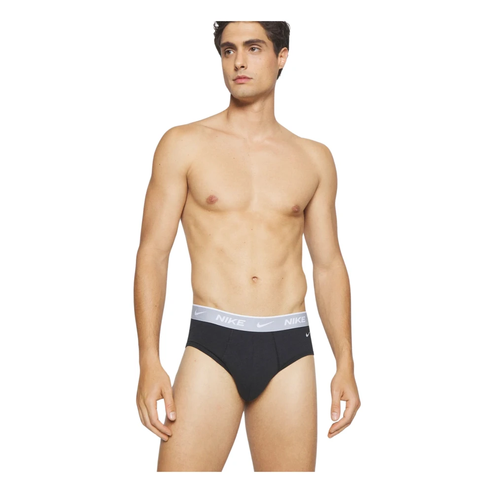 Nike Zwarte slips met contrasterende elastische band 2-pack Black Heren