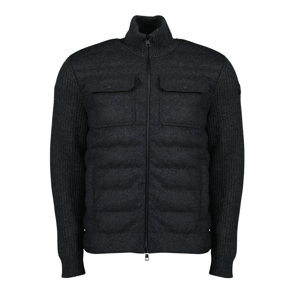 Moncler Men's Gray Winter Jackets, S, Quilted Zipper Cardigan