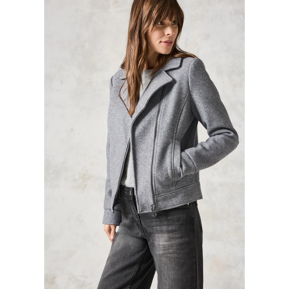 cecil Stijlvolle wollen bikerjas Gray Dames