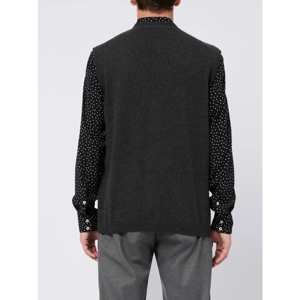 Daniele Fiesoli Grijze V-hals Merino Cashmere Trui Gray Heren
